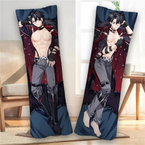 Xingbiyou Seitenschläfer Kissenbezug Genshin Impact Wriothesley Cosplay Atmungsaktiver Kissenbezug Pfirsichhaut Velour mit Reißverschluss (B, 50X160cm) von Xingbiyou