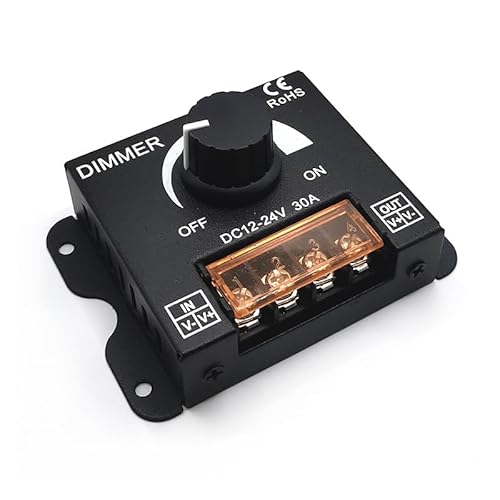 LED Dimmer DC 12V 24V für LED-Streifen Helligkeitsregler Lichtleiste PWM Regler 30A schwarz von Xingdianfu