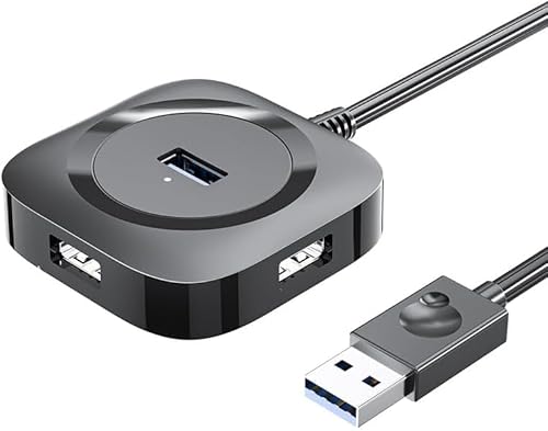 USB 3.0 Hub, Multi USB Verteiler 4 Ports Splitter für PC, Mac, Surface Pro, Laptop, PS4, 0,2 m langes Verlängerungskabel Mini USB 3.0 Adapter (USB 2.0 schwarz) von Xingdianfu