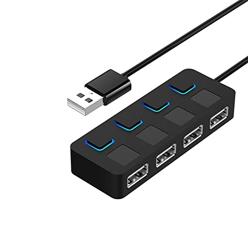 USB HUB, 4 Ports USB 2.0 Hub Splitter Mit Einzelnen Schalter Und Einzelnen LEDs für PC, Laptop USB HUB, 4 Ports USB 2.0 Hub Splitter Mit Einzelnen Schalter Und Einzelnen LEDs für PC, Laptop von Xingdianfu