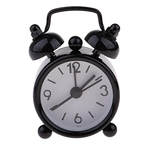 Xingdianfu Analoger Mini-Nostalgie Wecker, Nachttisch Mit Lautem Alarm, Retro-Design, Lautlos Kein Ticken (Knopfbatterie Nicht Im Lieferumfang Enthalten) (Schwarz) von Xingdianfu