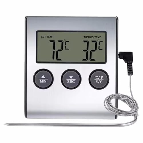 Xingdianfu Digitales LED-Thermometer mit Sonde, Lebensmittelthermometer mit Timer-Funktion, Koch- und Grillthermometer für BBQ-Ofengrill, Batterie nicht im Lieferumfang enthalten Xingdianfu Digitales LED-Thermometer mit Sonde, Lebensmittelthermometer mit Timer-Funktion, Koch- und Grillthermometer für BBQ-Ofengrill, Batterie nicht im Lieferumfang enthalten von Xingdianfu