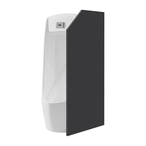Urinaltrennwand WC Sichtschutz Wandmontage – 90x40cm Urinal-Sichtschutzplatte mit Edelstahlhalterung, wasserfest & langlebig, für öffentliche Toiletten (Schwarz, abgeschrägter Winkel) von Xingfx
