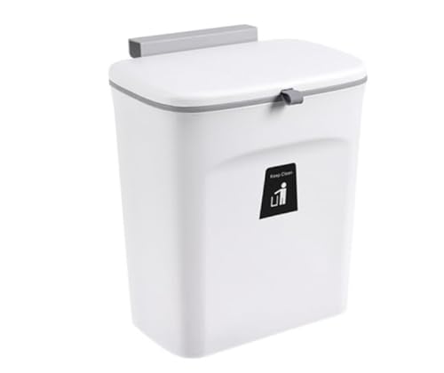 Xingfx 9L Hängender Mülleimer mit Schiebedeckel, Wandmontage Arbeitsplatte oder unter der Spüle, Mit Haken & Schaber, für Küche & Bad (Weiß) von Xingfx