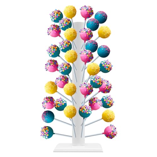 Xingfx Lutscherhalter aus Holz mit 61 Löchern, Cake Pop Ständer aus Kiefernholz, Weiß/Natur, für Süßigkeiten & Ballons, ideal für Party, Hochzeit, Kindergeburtstag (Weiß) von Xingfx