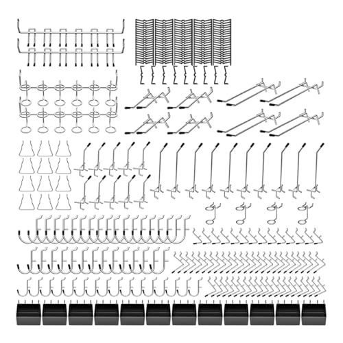 Stecktafel-Hakensortiment, 2er-Set, Stecktafel-Zubehör mit Metallhaken für die Organisation verschiedener Werkzeuge, 1/8 und 1/4 Zoll Haken zum Aufhängen, 278 Stück/Set von Xinglongs