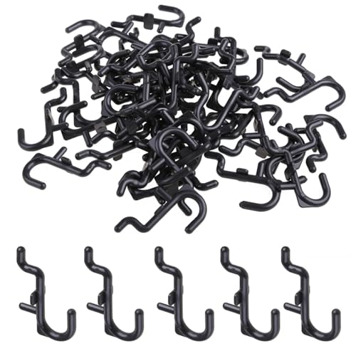 Xinglongs Stecktafel-Haken, 200 Stück, schwarz, J-Stil, robuster Kunststoff, J-Form, Stecktafel, Werkzeug-Organizer, verschleißfest von Xinglongs