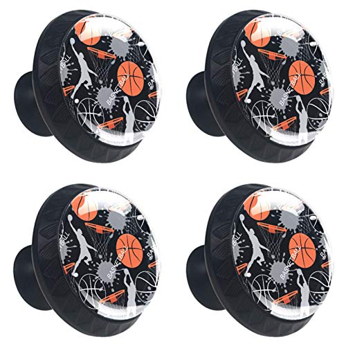 Möbelknöpfe Kinderzimmer Sport Männer Basketball Türgriffe schwarz Schubladengriffe Kreative Möbelgriff Schranktürknöpfe Runder Schubladenknopf 4 Stück Für Jungen und Mädchen 3.5×2.8CM von Xingruyun