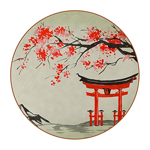 Untersetzer für Getränke Retro-Landschaft Japanisch Untersetzer für Gläser 6er Set Design Glasuntersetzer Leder Coaster fur Glas Tassen Teetasse 11x11 cm von Xingruyun