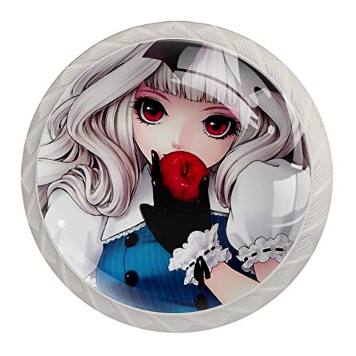 Weißer Möbelknöpfe Chica Anime Cabello Largo Runder Schubladengriff 4 Stück Türgriff Schublade Pull Griff Schubladenknöpfe für Kleiderschrank Schubladen Schränke 3.5×2.8CM von Xingruyun