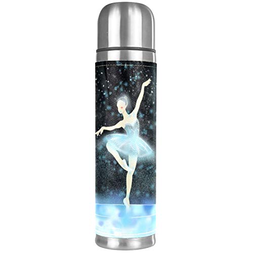 Xingruyun Thermosflasche Handgemaltes tanzendes Mädchen Thermoskanne Tasse Edelstahl 500ml Vakuum Isolierflasche Kaffeetasse Wasserkocher Reise Tragbare Tasse Abdeckung für Jungen Mädchen Kinder von Xingruyun
