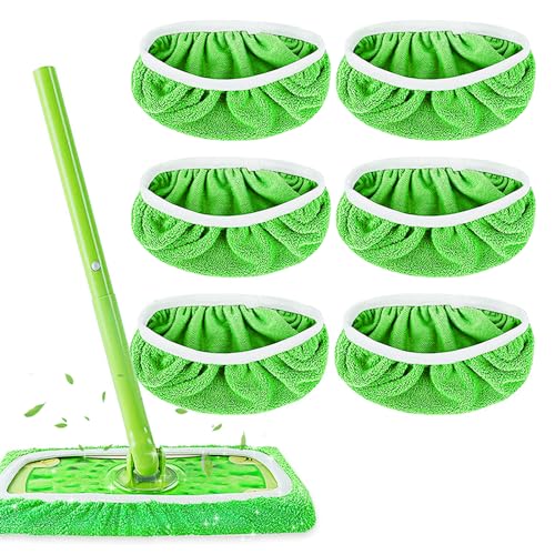 Mop Tuch, Tücher Wiederverwendbare 6 Stück Sweeper Mop, Bodentücher Tücher Mikrofaser Set, Nachfüllpacks für Nass- und Trockengebrauch die Reinigung von Hartböden Holzböden von Xingsky