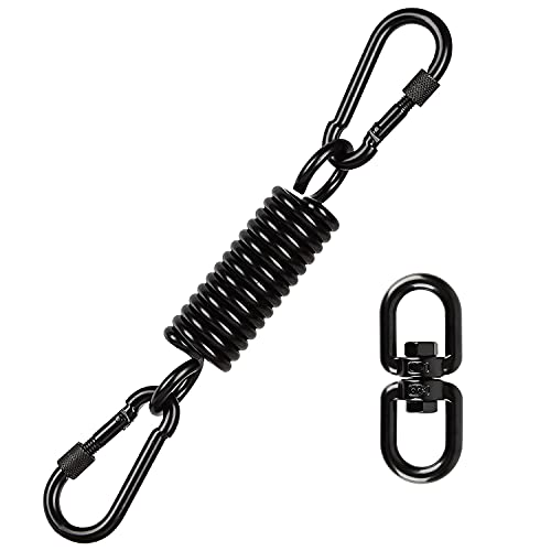 Xingsky Feder Hängesessel, Schwingfeder für Hängesessel, mit 2 Karabinerhaken und 360° Swivel Haken, Karabinerhaken Tragfähigkeit bis 250kg für Hängestuhl, Boxsack Halterung, Hammock, Yoga.(Schwarz) von Xingsky