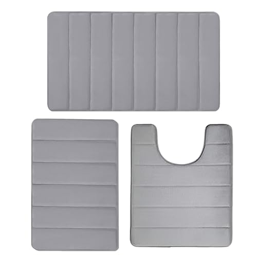 Badteppich-Set – dicke saugfähige Oberflächen, rutschfreie Toilettenvorleger | weicher Badezimmerteppich, schnell trocknendes Mikrofaser-Set mit robuster Unterseite für die ma von Xinhuju