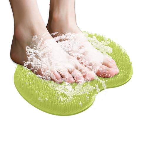 Duschfußschrubbenmatte - Silikonmassagematte, Rückenreinigungsbadebad | Wandmontierte Saugnapf -Tasse Design mit weichen Borsten, Mehrzweck -Peeling für Fußpflege Rückenreinigungsmassage Badezimmer von Xinhuju