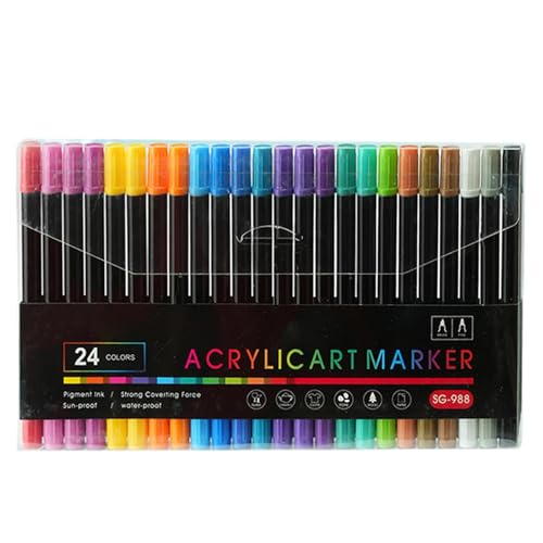 Färbung Markierungen - 24 36 Farben Farbstifte, Doppelkopf -Schreibwarenset | Zuverlässige Farbmarker, Kunstzeichnung Highlighter für Steinglas Keramik Holz Stoffpapier Leinwand Kinder Erwachsene Schu von Xinhuju
