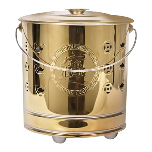 Feuerfass - tragbarer Brennkäfig, Edelstahl -Outdoor -Mülleimer | Bedeckter Metallkäfig mit Liner und Haken, langlebiger Abfallbehälter für gefallene Blätter Deck Müll Gartenbalkon Terrasse Fälsch von Xinhuju
