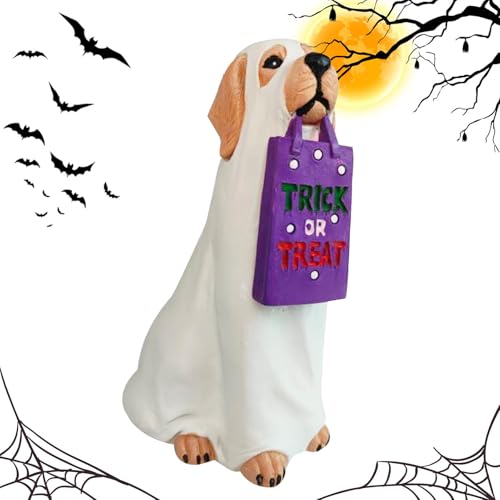 Halloween Geist Hund Statue - Realistische Golden Retriever S Figur mit Tasche, Geisterstatue, Halloween Hund Deko, Halloween Geist Hund Deko für Zuhause, Garten Halloween Geist Hund Statue - Realistische Golden Retriever S Figur mit Tasche, Geisterstatue, Halloween Hund Deko, Halloween Geist Hund Deko für Zuhause, Garten von Xinhuju