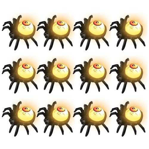 Halloween-Spinnen-Teelicht,Halloween-Spinnen-Teelicht | Flammenlose Spinnenkerze,12 Stück neuartiges flammenloses LED-Trickspielzeug, Halloween-Spinnen-Teelichter für Kinder, Spinnen-Kerzenhalterlicht von Xinhuju
