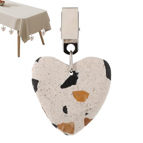 Tischdecke Gewichte - Naturstein -Herzklammern, Stoffanker, stilvolle Abdeckbügel, zuverlässige windbeständige Halter | Tragbare Unterstützung für Hochzeiten Abschlüsse Picknick Garten Family Tating von Xinhuju