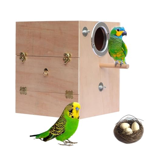 Vogel -Nistkäfig -Tierheim - Holzpapagei Volvern Zuchthütte, handgefertigte Nistkiste | Cockatiel Brudgie Lovebird Egging Housing Coop für das Erhöhen von Vögeln Training Ruhestand Comfort Stat von Xinhuju