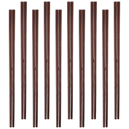 10 Paar Essstäbchen Holz Chinesische Stäbchen Wiederverwendbar Esstäbchen Rutschfeste Stäbchen Kochstäbchen zum Essen Handgefertigt Essstäbchen Spülmaschinenfest 25 cm von Xinjoduz