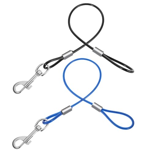2 Stück Kausichere Hausleine, Bissfeste Hundeleine, Hundeleinenverlängerung Metall Verlängerungsseil Schwarz Blau Leine Hundekette Hundeleinen für Welpen Kleine Mittelgroße Große Hunde (40 cm) von Xinjoduz