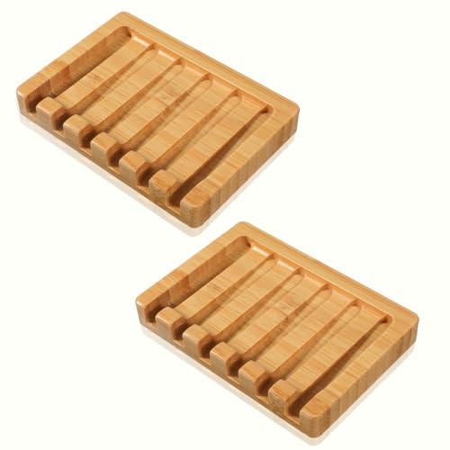 Seifenablage Waschbecken 2 Stück Seifenschalen, Seifenschale Holz Seifenschalenhalter Seifenhalter Waschbecken Seifenschale mit Ablauf Soap Holder für Bad Küche Theke Zubehör Lagerung von Xinjoduz