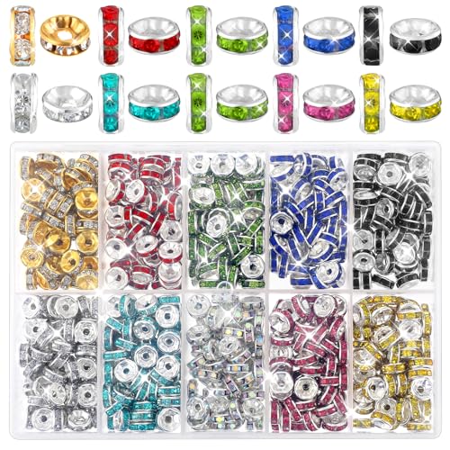 700 Stück Zwischenperlen Für Armbänder - Strass Schmuckperlen, Spacer Perlen, Rondelle Perlen, Metallperlen, Flache Metallperlen, Strasssteine, Runde Strasssteine 700 Stück Zwischenperlen Für Armbänder - Strass Schmuckperlen, Spacer Perlen, Rondelle Perlen, Metallperlen, Flache Metallperlen, Strasssteine, Runde Strasssteine von Xinjoduz