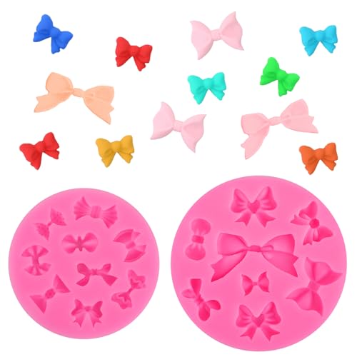 Silikonformen Fondant Schleife Form 2 Stück Schokoladenformen Rosa Schleifen Silikonform Bonbonform Antihaft Backform Modellierschokolade Werkzeuge für Backen Pralinen Süßigkeiten Gelee Eiswürfel von Xinjoduz