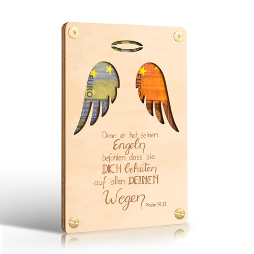 Xinkfir Taufgeschenke für Jungen und Mädchen, Geschenk Taufe Karte aus Holz im Kleinforma - Coole Geldgeschenke für Konfirmation, Kommunion, Jugendweihe, Taufe - Geld Geschenke Verpackung (Holzfarbe) von Xinkfir