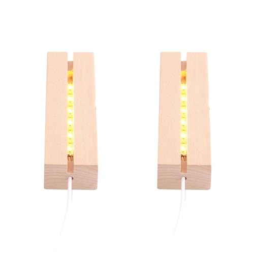 2 Stück LED Sockel Holz Led Leuchten Display Basis Hölzerne Beleuchtete Lichtsockel USB Holzlicht Basis für DIY Acrylplatte,Warmes Licht,HöLzerne Beleuchtete USB-LED-Lichtsockel für DIY Acrylplatte von Xinlie