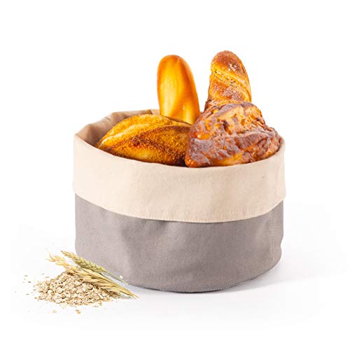 Brotkorb Stoff Rund Baumwoll Brotkorb Brotbeutel Brötchenkorb Brotbeutel Leinen für Die Lieferung und Lagerung von Brot Backwaren Obst Getreide 25 X 22.5 Cm von Xinlie