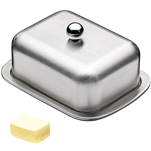 Butterdose aus Edelstahl Butterschale mit Deckel Leichte Butterschale Kühlschrank Butterdose Kitchen Butterschale für Hausmannskost und Restaurant Butterplatte Dessertteller(18.5 x 12.2 x 6.8 cm) von Xinlie