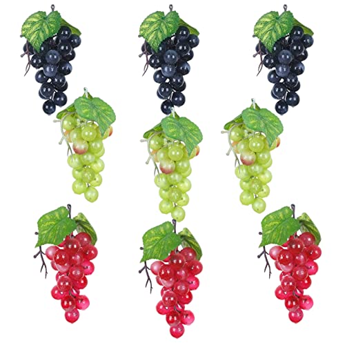 Xinlie Weintrauben Deko Künstliche Früchte Deko Obst Lebensecht Artificial Grapes,Foto Früchte Decorative Plastic Grapes Wine Grapes Artificial Fruit Plastic Fruit Vegetable Decoration 9 Pieces von Xinlie