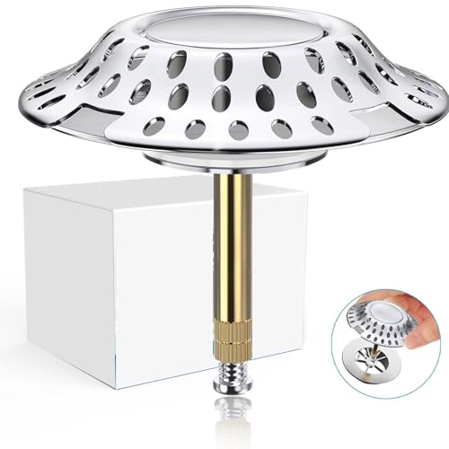 Xinlie 2-In-1 Badewannenstöpsel Haarsieb Badewanne aus Messing Gegen Verstopfung Badewannen Stöpsel Verschluss ø 72 mm Geeignet für Badewannen mit Einem Lochabstand Zwischen 3,8 cm und 4,3 cm von Xinlie