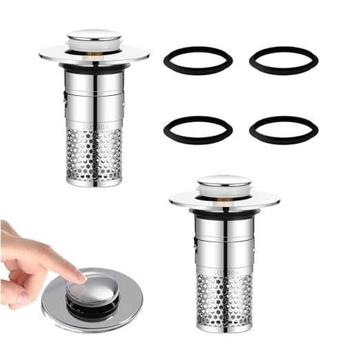 Xinlie 2 Stück Waschbeckenstöpsel für 32-40mm Pop Up Abflusssieb Ablaufgarnitur Stöpsel Waschbecken Pop Up Ablaufventil Universal Edelstahl-Bodenabflusssieb für Abflussstopfen Auf Der Arbeitsplatte von Xinlie