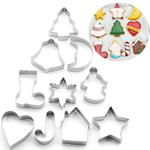 Xinlie Ausstechformen Weihnachten Plätzchen Ausstecher Weihnachten Set Weihnachtsausstechformen Set Keksausstecher Plätzchen aus Edelstahl für Keks,Backen Fondant Plätzchen,Tortendekorationen(10Stück) Xinlie Ausstechformen Weihnachten Plätzchen Ausstecher Weihnachten Set Weihnachtsausstechformen Set Keksausstecher Plätzchen aus Edelstahl für Keks,Backen Fondant Plätzchen,Tortendekorationen(10Stück) von Xinlie