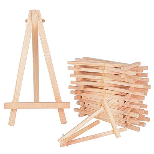 Xinlie Mini-Tischstaffelei aus Holz, Mini-Staffelei aus Holz, Mini-Staffelei, Künstler, Dreieck, aus Holz, für Hochzeitskarten, Menükarte (20 Stück) von Xinlie