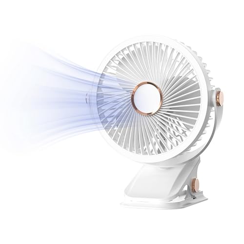 Xinlie USB Clip Ventilator Oszillierender Tisch Ventilator mit 3 Geschwindigkeiten Klein Leise Tischventilator Plug-In-USB-Desktop-Clip-Lüfter mit Licht,720° Rotation für Bett,Schreibtisch,Krippe von Xinlie