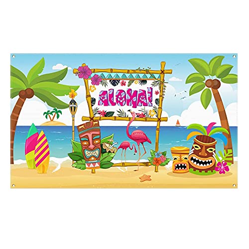 Xinlon Aloha Party Banner -72 x 43inch, Hawaii Strand banner, Hawaii Party Deko Banner, Hawaii Tropisch Sommerparty Deko für Sommer tropisch Luau Hawaiian Party Dekoration Lieferungen von Xinlon