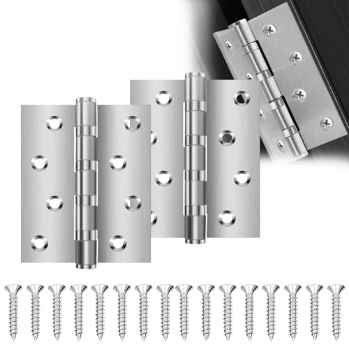 Xinlon 2 Stück Türscharniere Für Holztüren, Scharnier Gartentor, Scharniere Klappbar Edelstahl, Scharniere Klein Set Für Zimmertür Klavier Küchenschrank Fenster Und Andere Scharnierszenen (Silver) von Xinlon