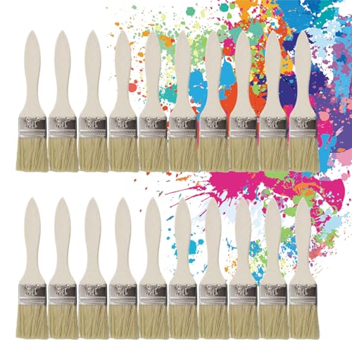 Xinlon 20 Stück Pinsel Lack, Pinselset, Pinselset Maler, Acryl Pinsel Für Farben, Lack, Beizen, Holzgriff, Kunst, Malerei DIY, Alltag, Wand- Und Holz Farbe, 17cm Lang Fensterpinsel von Xinlon