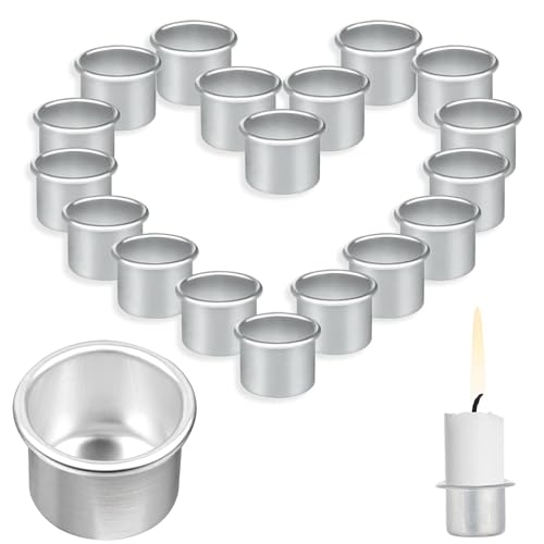 Xinlon 50 Stück Kerzentüllen für Stabkerzen, Aluminium Deko Kerzenständer, Creative DIY Kerzenhalter Silber für Kerzeneinsätze, Tischkerzen, Tischkerzen und Geburtstagskerzen (Innendurchmesser 22 mm) von Xinlon
