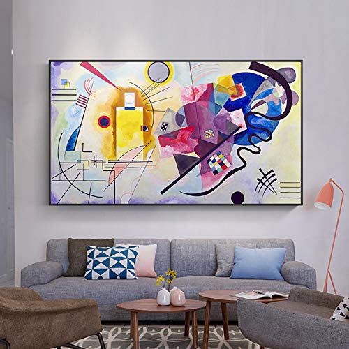 Abstrakte Kandinsky Leinwand Malerei Berühmte Gemälde Rot Gelb Blau Poster Drucken Klassische Wandkunst Bild Für Wohnzimmer Dekor 40x65cm (16x26in) Mit Rahmen von Xinmei Art