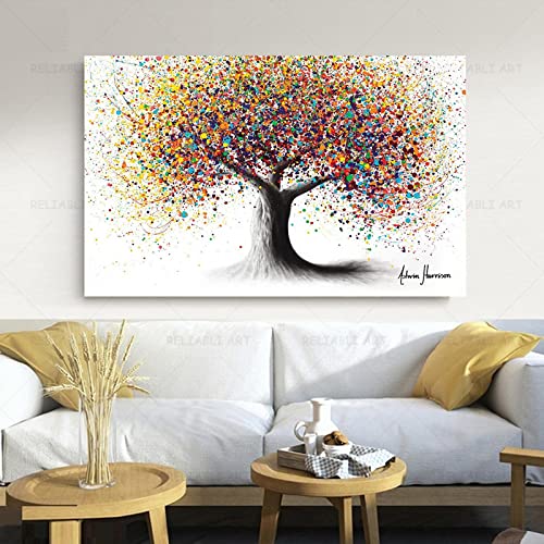 Abstrakte Leinwand Wandkunst Gemälde Regenbogen Seele Baum Bunte Baum Pflanzen Bilder Kunst Poster Für Wohnzimmer Dekor 50x75cm (20x30in) Innenrahmen von Xinmei Art