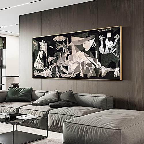 Xinmei Art Berühmte Leinwand Gemälde Reproduktionen Druck Auf Leinwand Kunstdrucke Artwork Guernica Von Picasso Wandbilder Für Wohnzimmer 65x125cm(26x49in) Mit Rahmen, Innerer Rahmen von Xinmei Art