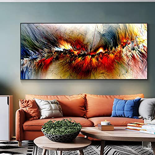 Colorour Wolke Abstrakte Kunst Malerei Poster und Drucke auf Leinwand Moderne Kunst Unabhängiges Wandbild für Wohnzimmerdekor 70x145cm(28x57in) mit Rahmen von Xinmei Art