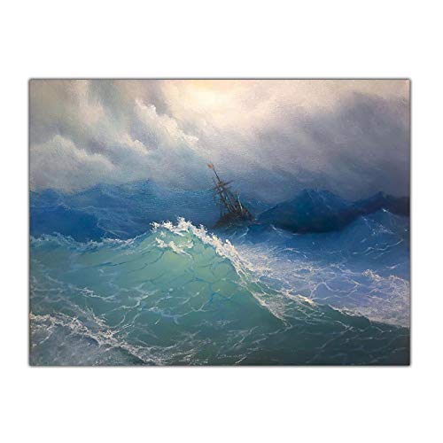 Ivan Aivazovsky《Blaue Welle》Leinwandkunst Malerei Kunstwerk Poster Druck Bild Moderne Wanddekor Home Wohnzimmer Dekoration 50x60cm (20x24in) Ungerahmt von Xinmei Art