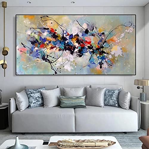 Moderne Abstrakte Kunst Leinwand Malerei Bunte Print Poster Nordic Minimalismus Wandbilder für Wohnzimmer Dekoration 45x95cm (18x37in) Mit Rahmen von Xinmei Art